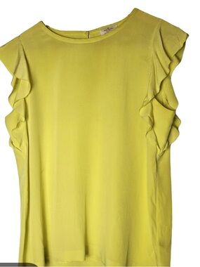 kate spade Lemon Ruffle Sleeve Silk Top size 8 blouse